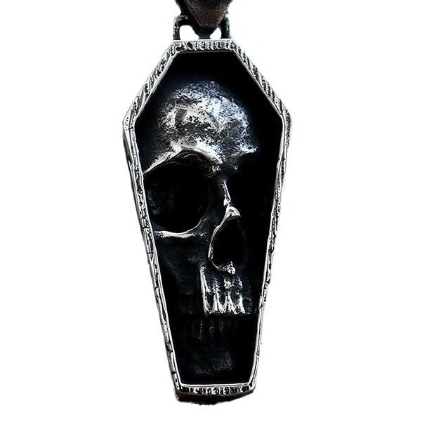 Hot-Selling Punk Vampire Coffin Pendant – Stainless Steel Skull Item Necklace