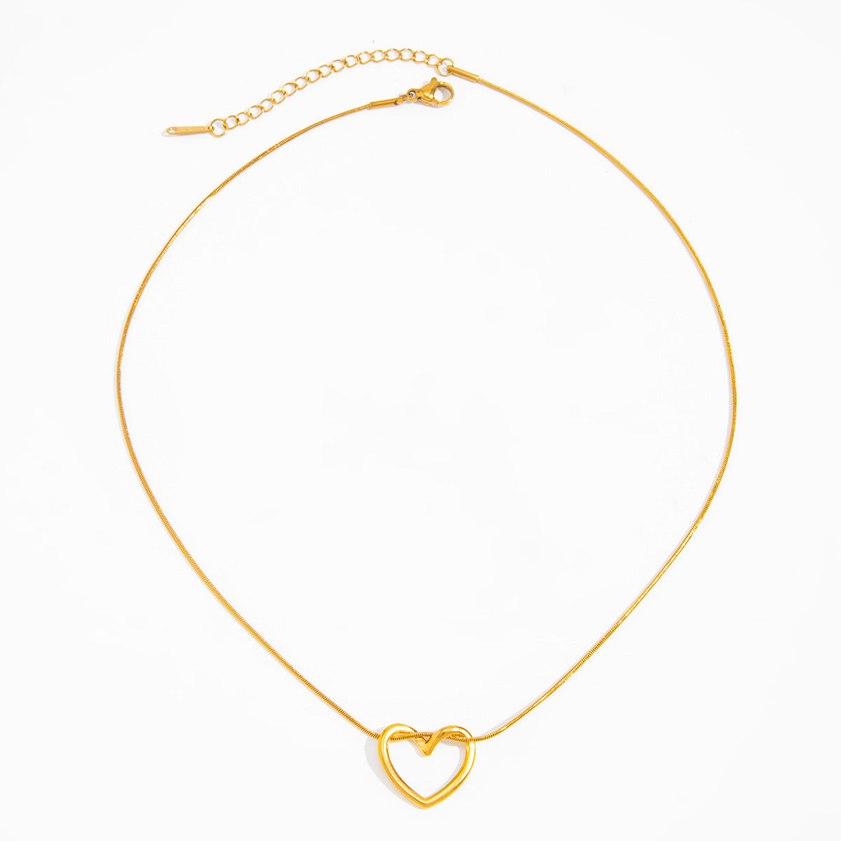 Stainless Steel Love Heart Pendant Collarbone Necklace Pvd Gold-Plated