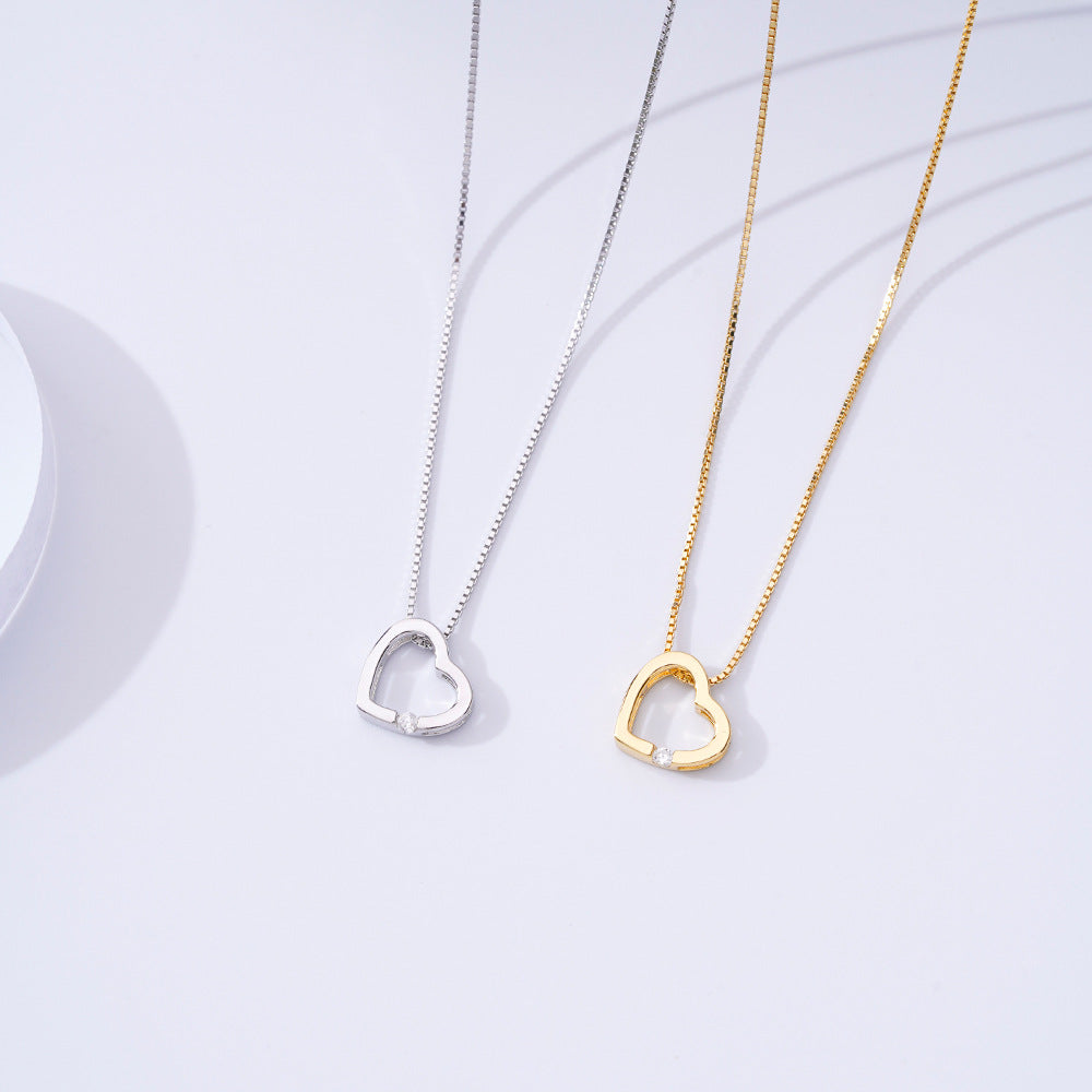 Korean Version of Simple Pendant Hollow Love Necklace S925 Silver