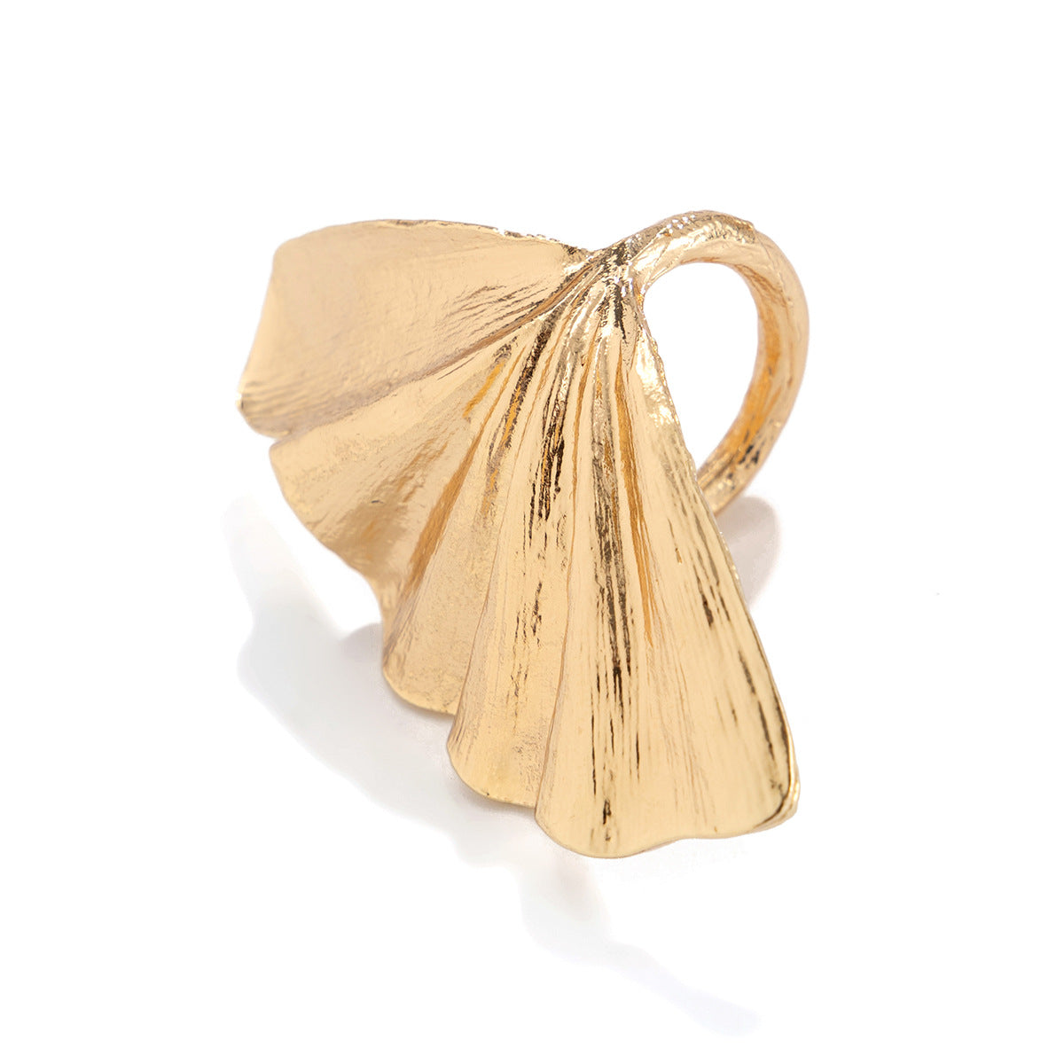 Ginkgo Biloba Ring For Women By Planderful Vienna Verve Textured Metal Alloy Leaf Statement Jewelry