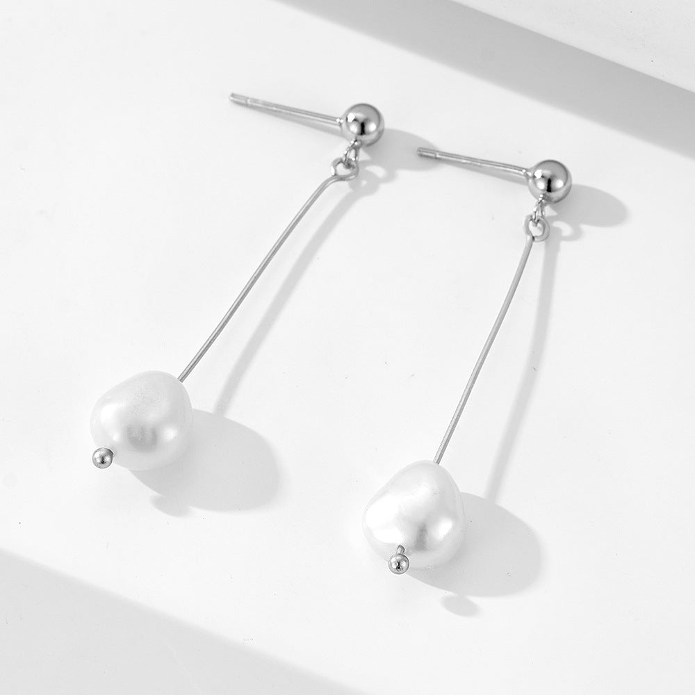 925 Sterling Silver Tassel Long Natural Pearl Earrings Luxury Jewelry