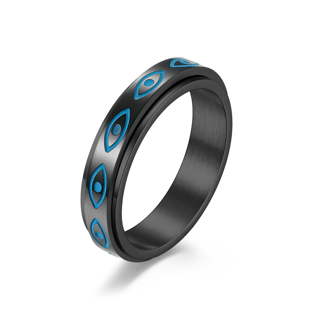 Planderful Eye of Horus Titanium Rotating Ring for Men and Women Anxiety Relief Fidget Jewelry