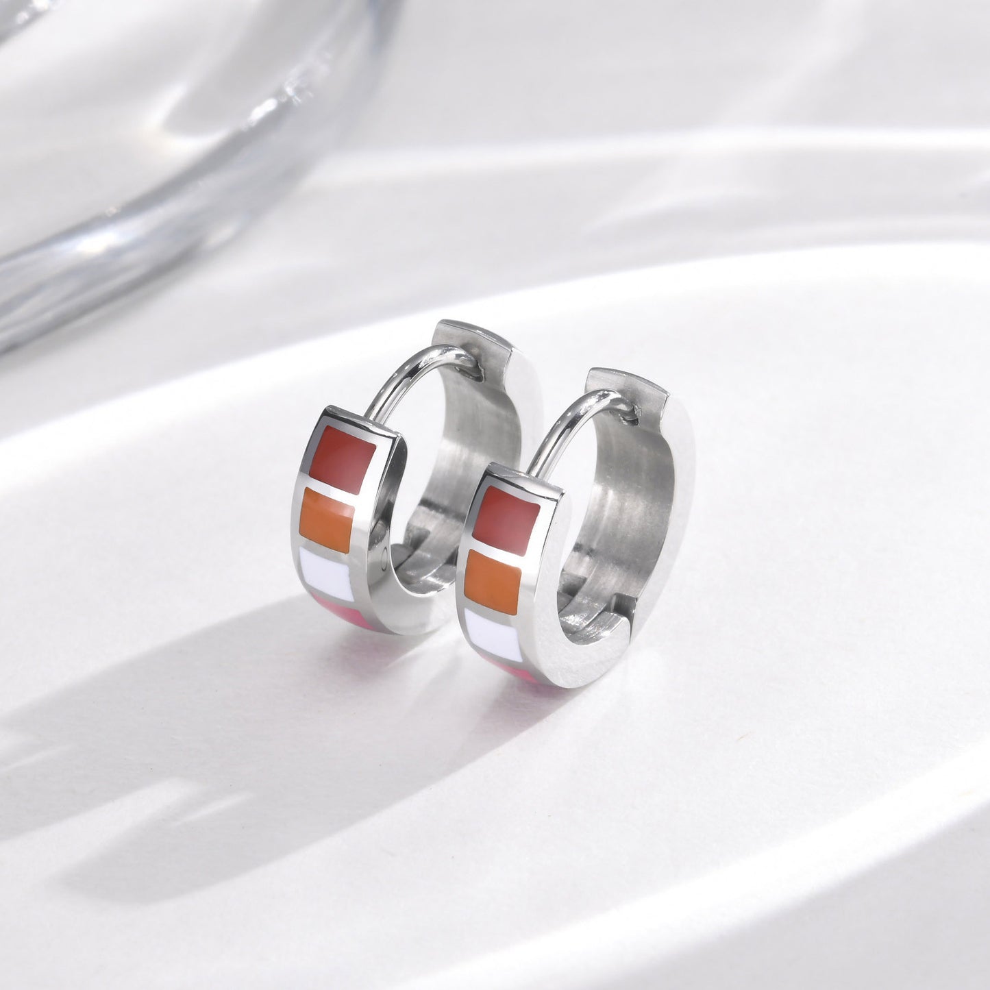 Planderful Unisex Stainless Steel Colorful Earrings