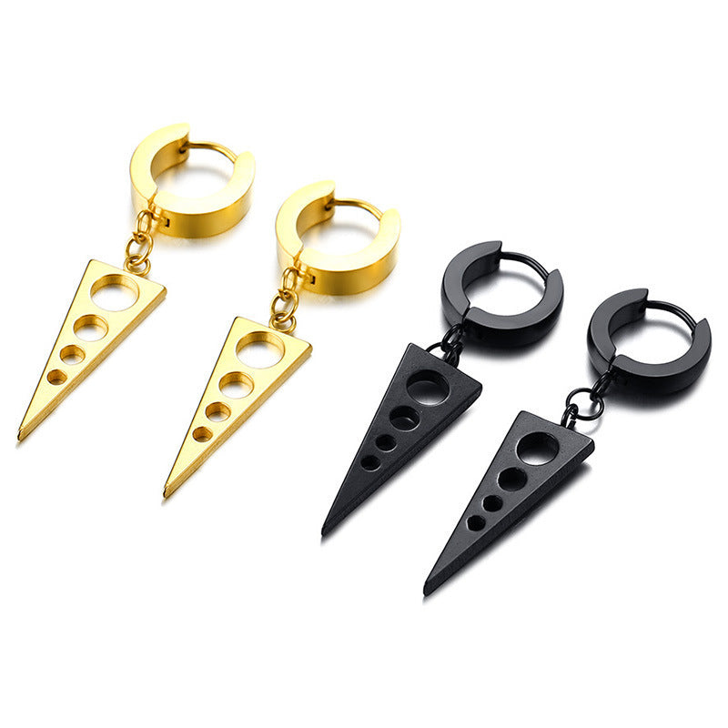 Stainless Steel Geometric Black Earrings