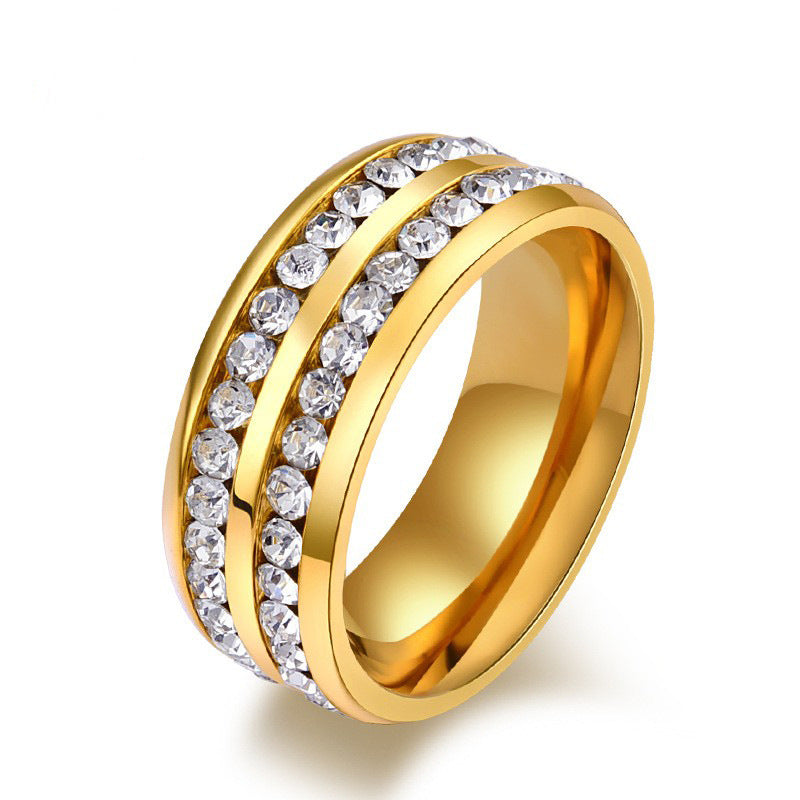 Stainless Steel Full Ring Diamond – Zircon 18k Gold Around The