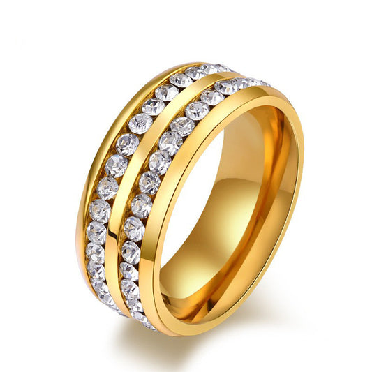 Stainless Steel Full Ring Diamond – Zircon 18k Gold Around The