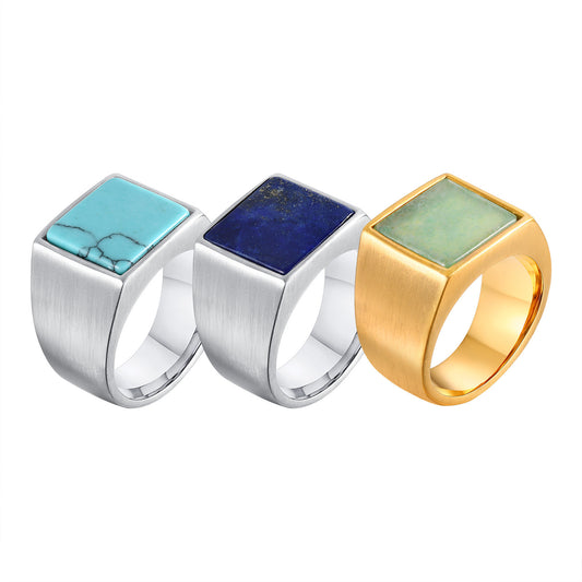 Stainless Steel Several Square Seal Casting Ring Men's
