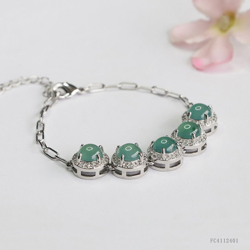Blue Water Jadeite Five-Stone Bracelet