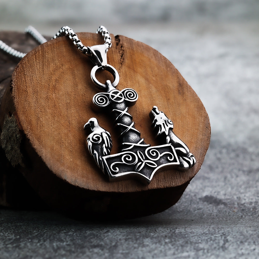 Viking Wolf Stainless Steel Men's Pendant Necklace