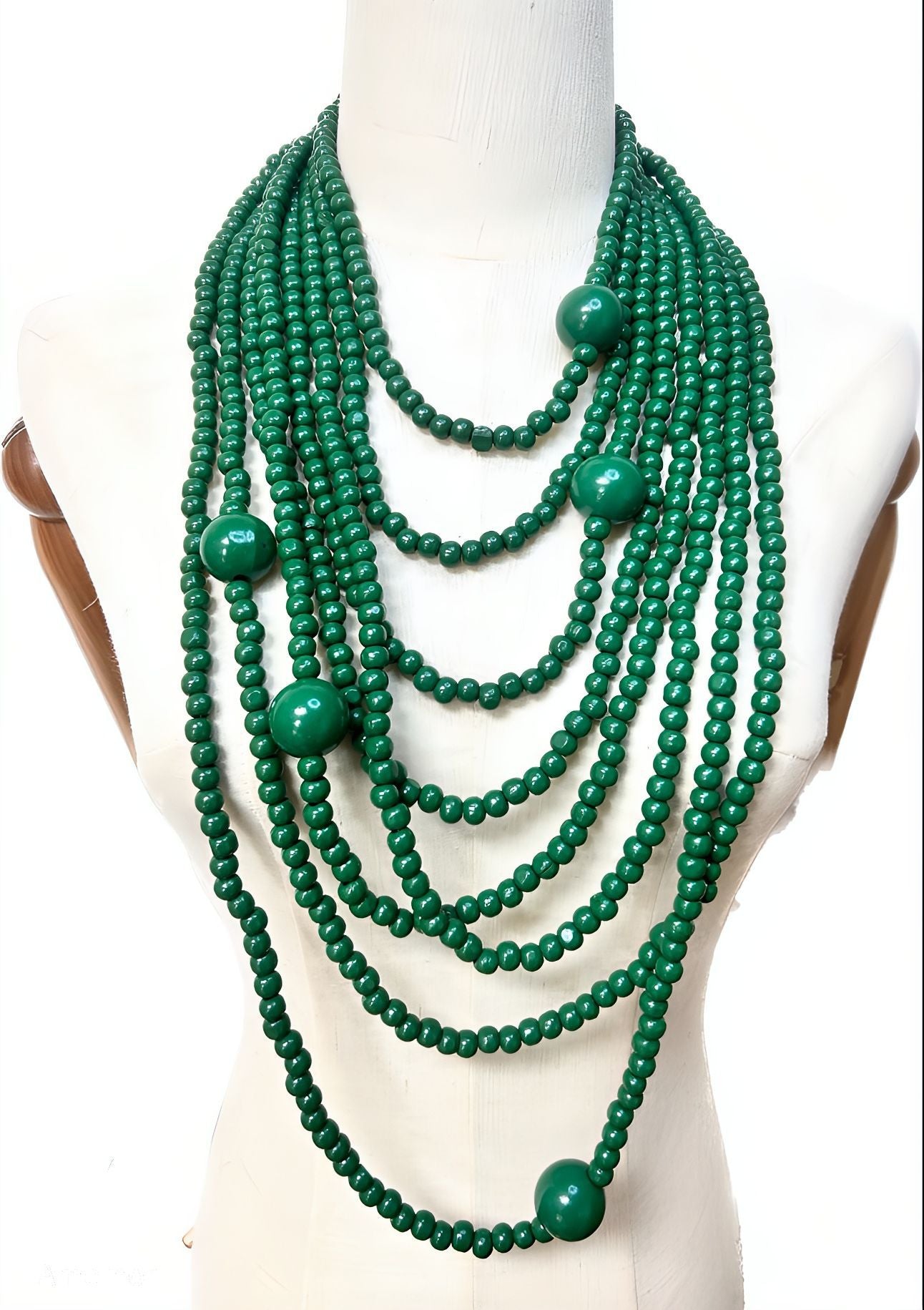 North American Inspired Multi-layer Wooden Bead Necklace with Exaggerated Cross-border Jewelry Elements