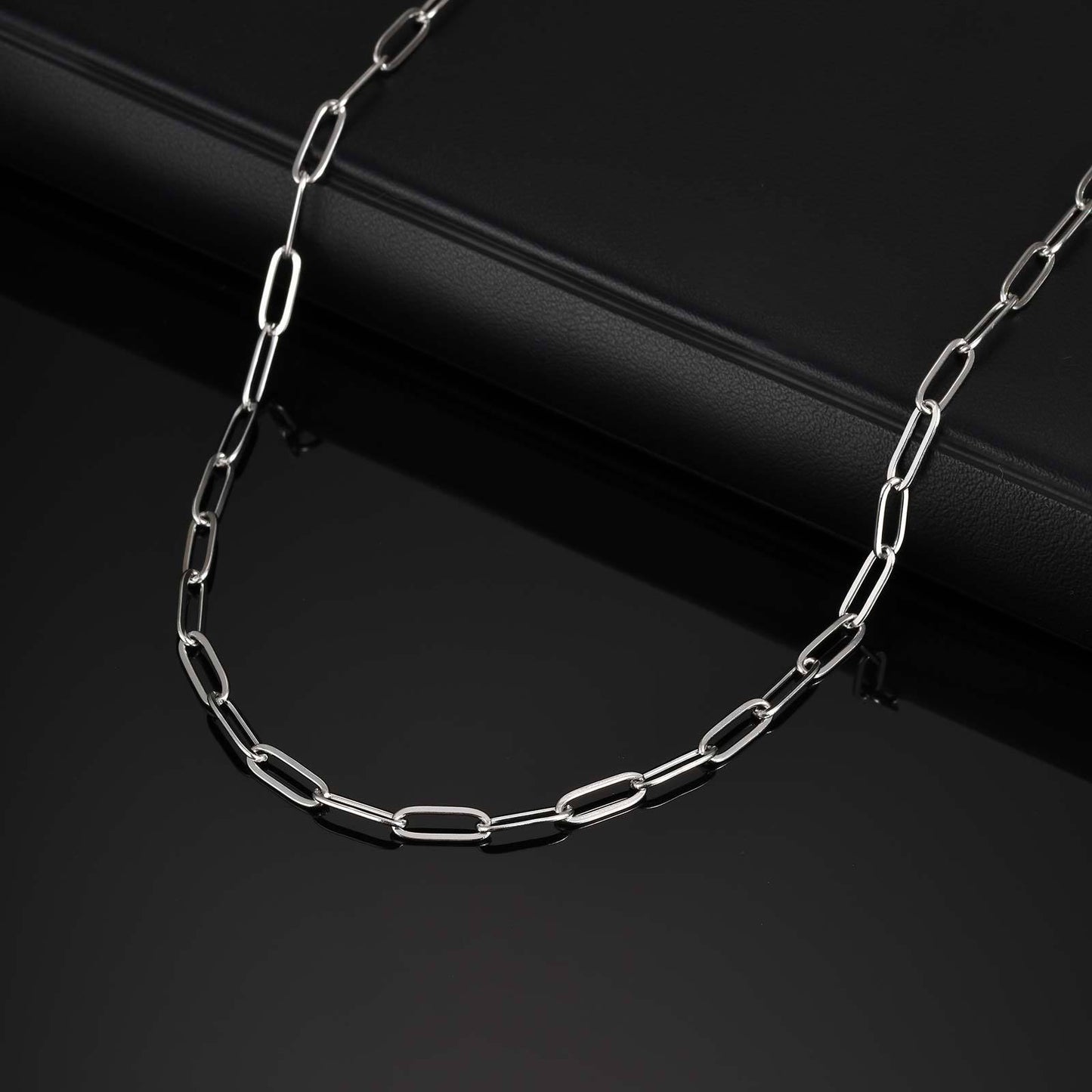 Thick Chain Stainless Steel Rectangular Chain Necklace Collarbone Chain Sweater Chain Men