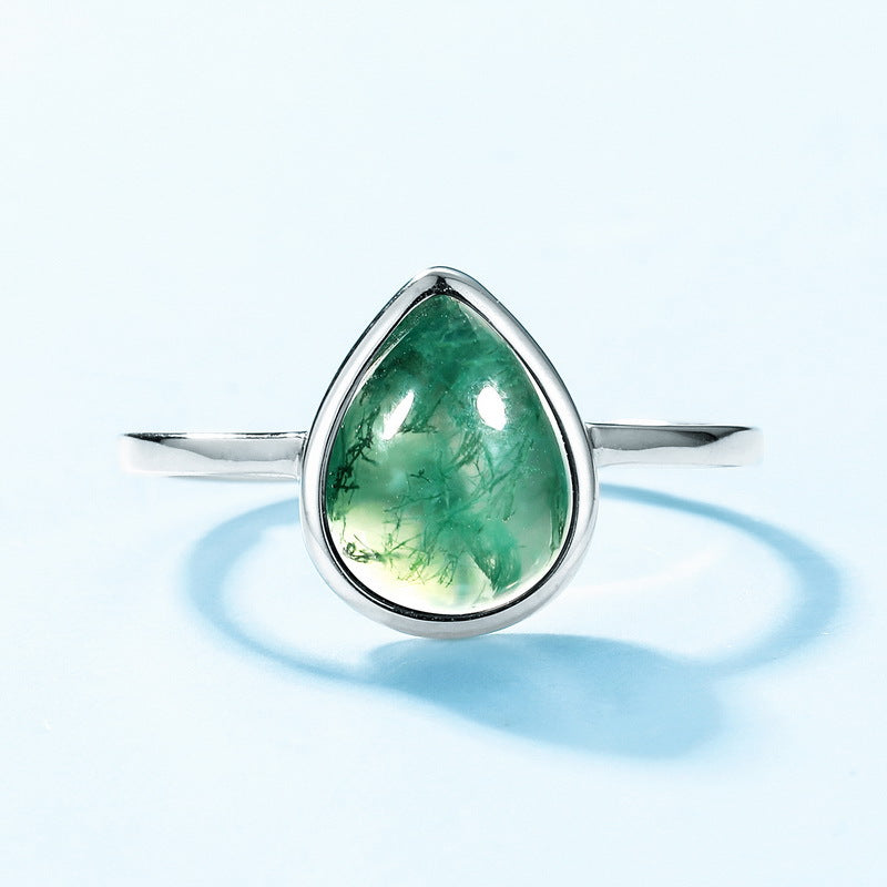S925 Sterling Silver Moss Agate Signature Ring