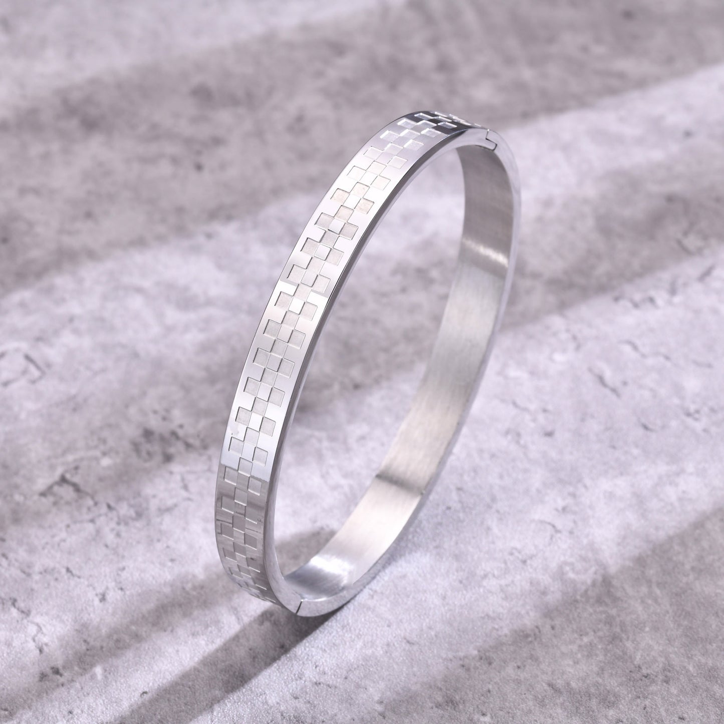 European And American Personality Stainless Steel Checkered Bracelet For Men