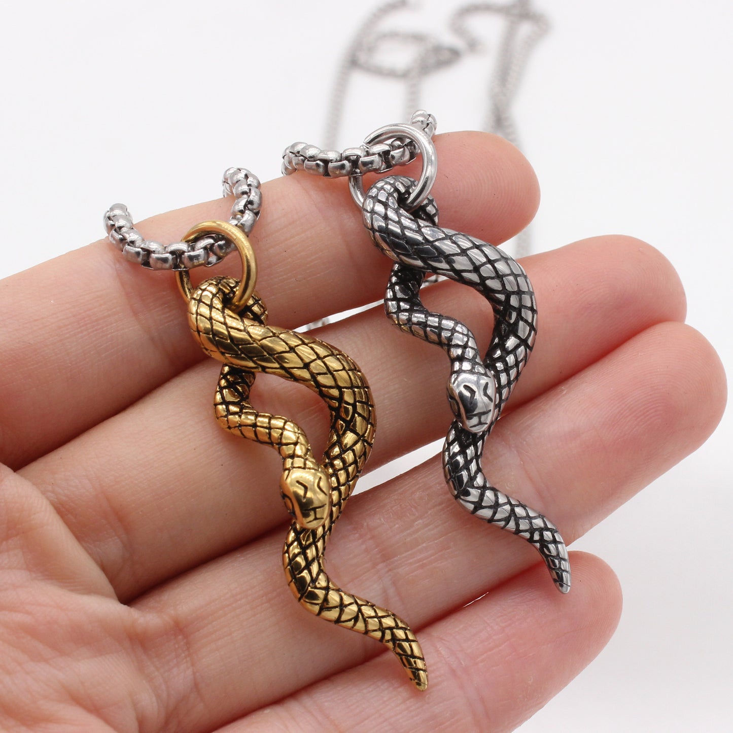 Personalized European and American Titanium Steel Snake Pendant for Men in Wholesale Jewelry