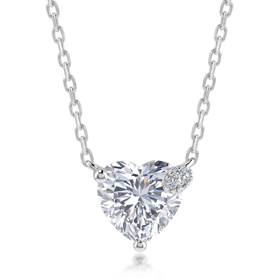 S925 Sterling Silver Moissanite Heart Necklace
