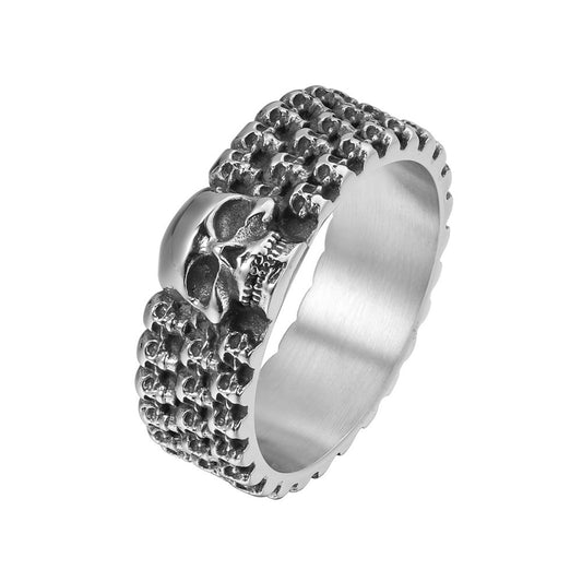 Planderful Skull Ring Titanium Steel For Men Unisex Retro Style Protection Statement Jewelry Sizes 7 8 9 10 11 12