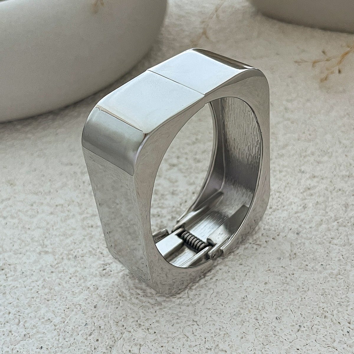 Planderful Vienna Verve Statement Geometric Rectangular Bracelet For Women With Personalized Mirror Buckle