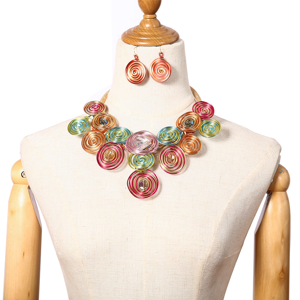 Transcontinental Handcrafted Necklace Set - Savanna Rhythms by Planderful Collection