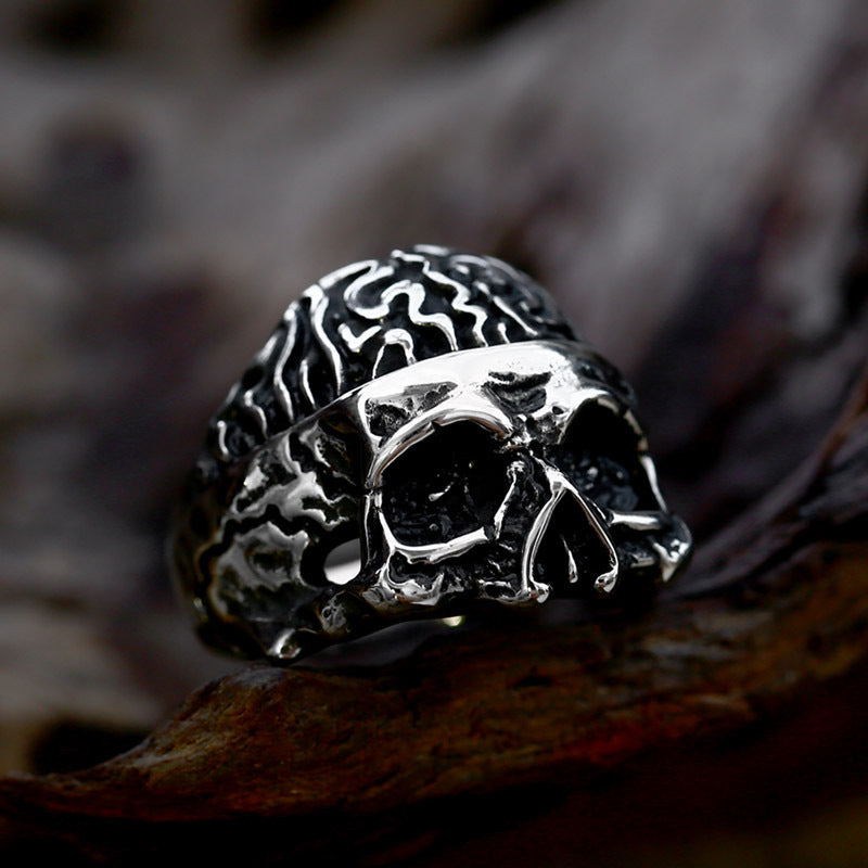 Punk Style Skull Titanium Steel Men's Ring - Wholesale Cross-Border Stainless Steel Collection