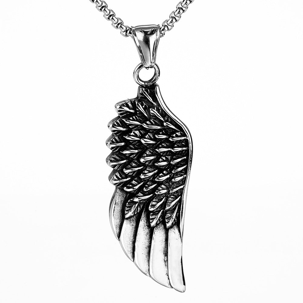 European And American Retro Wings Titanium Steel Necklace for Men