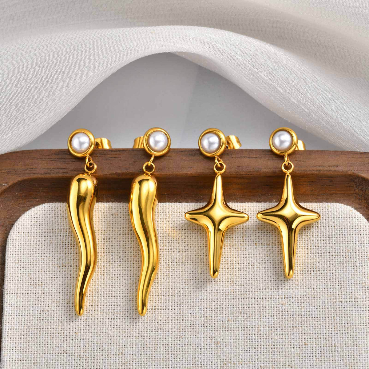 Sculptural Gold-Tone Drop Earrings — 3 Styles