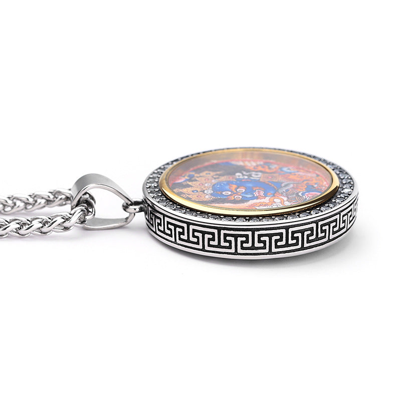 Zircon Necklace – Vintage Tibetan Thangka Pendant