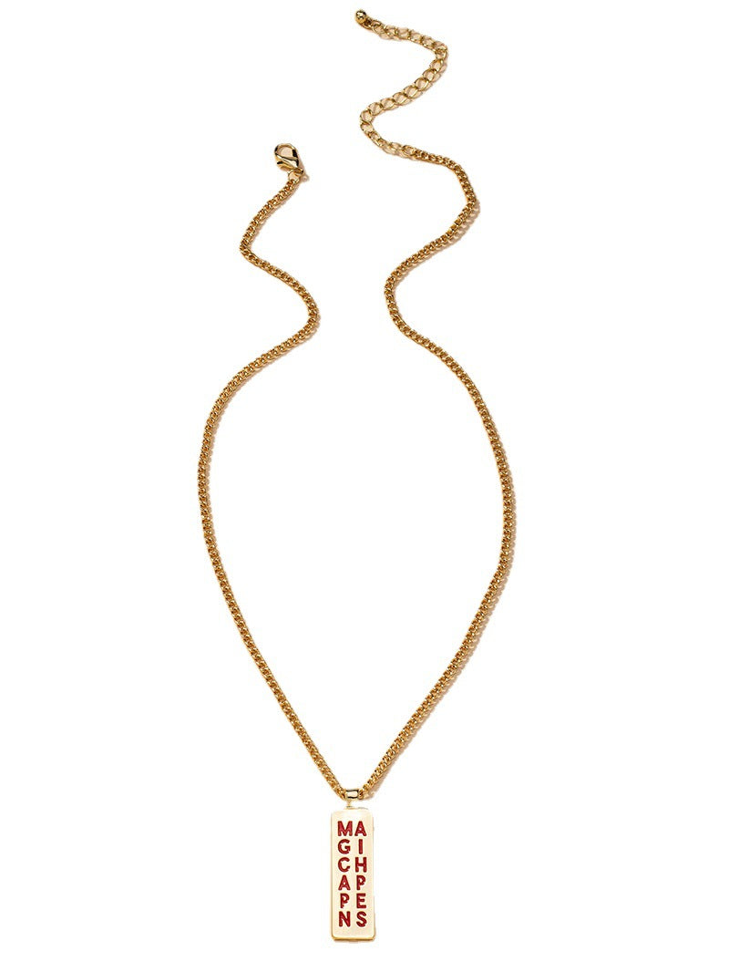 Enchanted Wordplay Rectangle Pendant Necklace