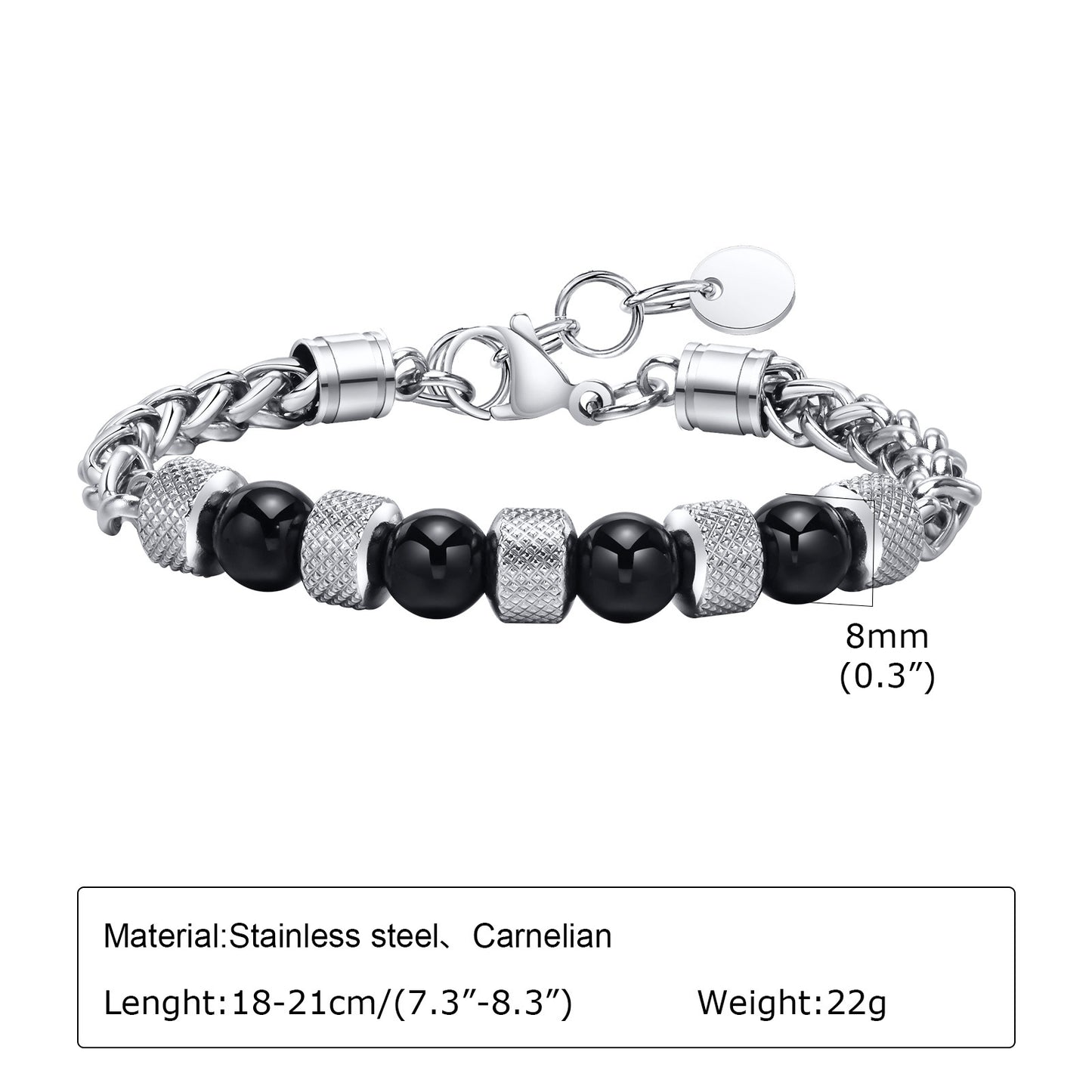 Stainless Steel Flower Basket Chain Beaded Bracelet Men