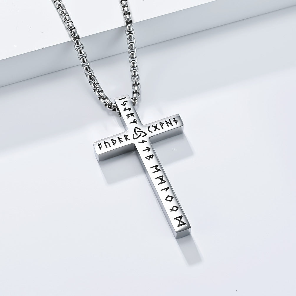 Timeless Nordic Viking Titanium Steel Cross Pendant for Men