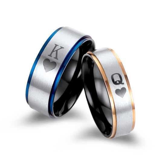 King Queen King Queen Couple Ring – K Q Two-Color Of Spades