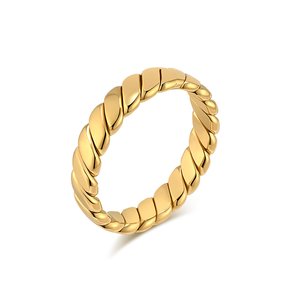 Steel Ring – Minimalist European American Style Geometric Twist Ring For Everyday Wear