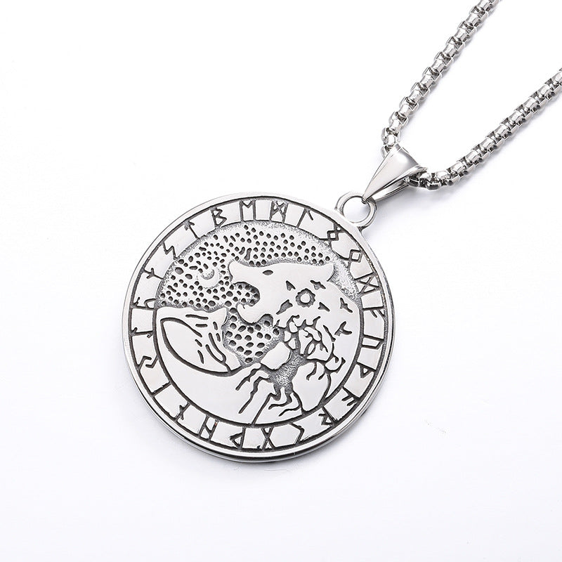 Steel Necklace – Statement Viking Wolf Head Pendant For Men Everyday Wear Planderful