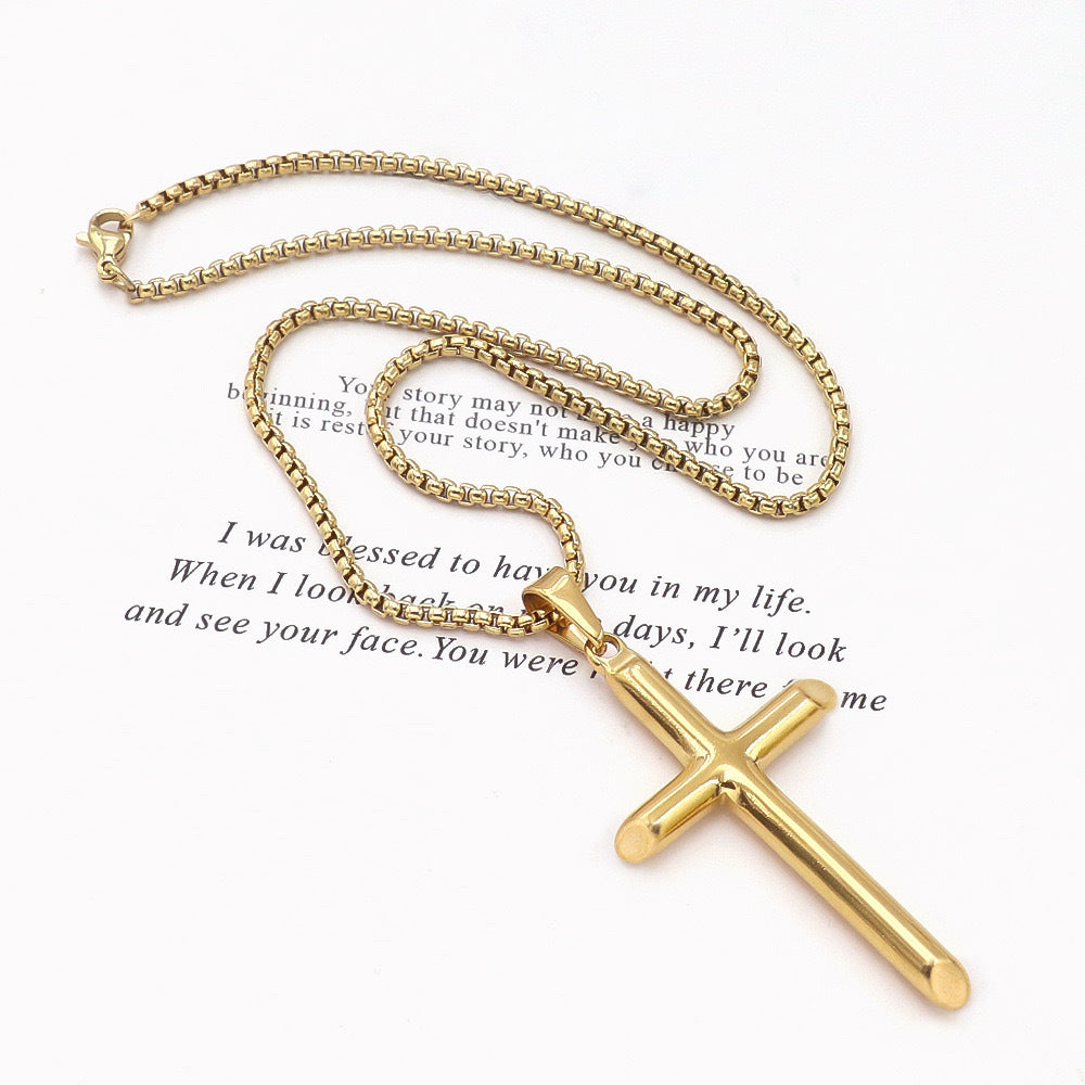 Planderful Everyday Genie Stainless Steel Cross Pendant Necklace For Men Hip Hop Trendy Durable Bold