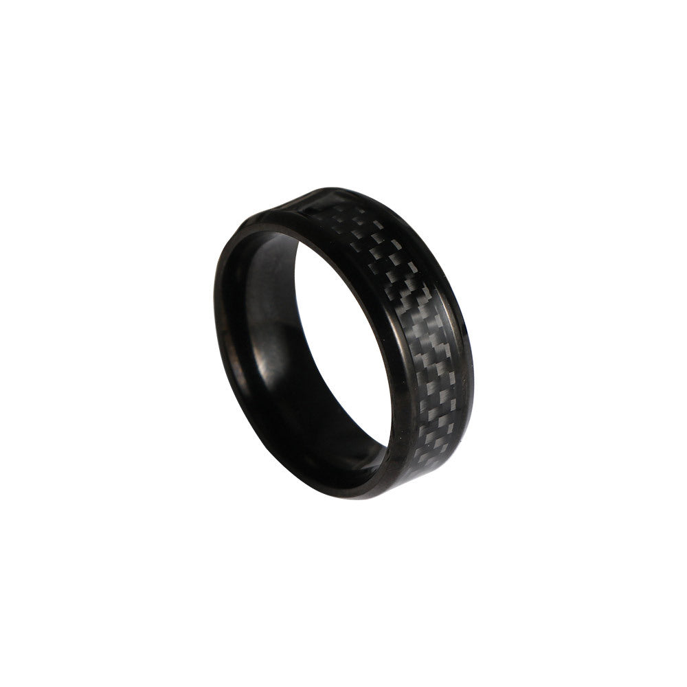 Woven Ring – Men's Stainless Steel Ring – Dark Rock Carbon Fiber Ring