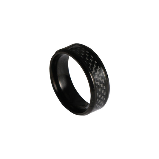 Woven Ring – Men's Stainless Steel Ring – Dark Rock Carbon Fiber Ring