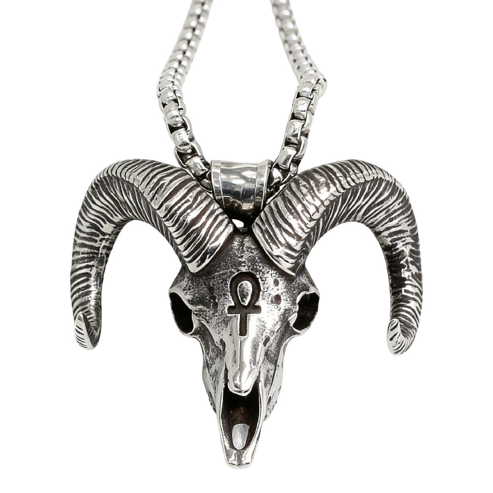 Planderful Anubis Pendant Titanium Steel, Personalized Retro Devil Goat Head, Unisex Protection Jewelry for Men