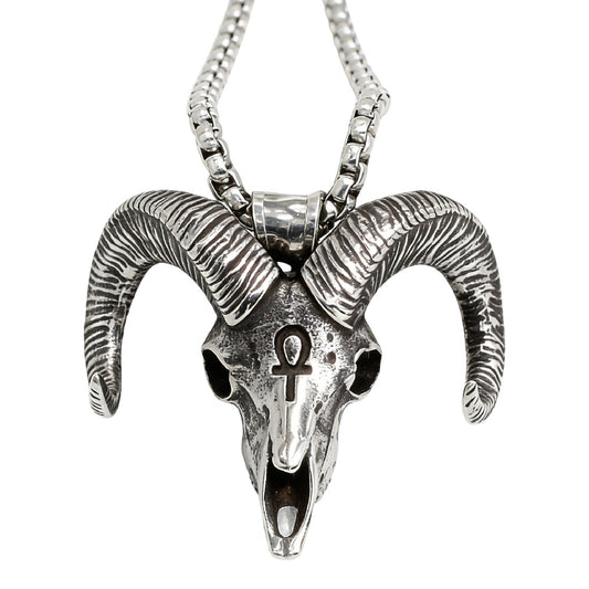 Planderful Anubis Pendant Titanium Steel, Personalized Retro Devil Goat Head, Unisex Protection Jewelry for Men