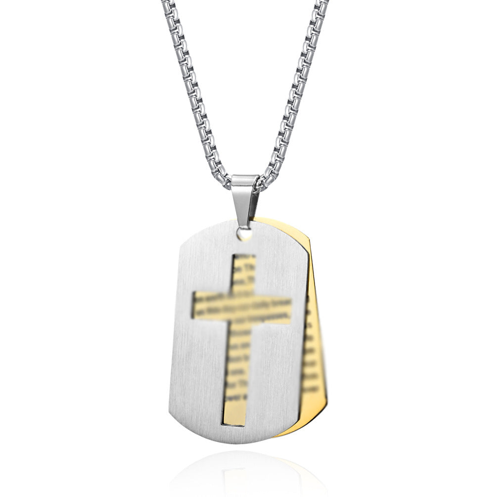 Amazon Hollow Cross Army Necklace Stainless Steel Double Cross
