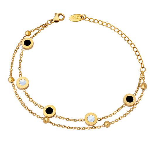 Fashionable Titanium Steel Bracelet with 18K Gold Plating for Women, Minimalist Design, Cold Ins Wind