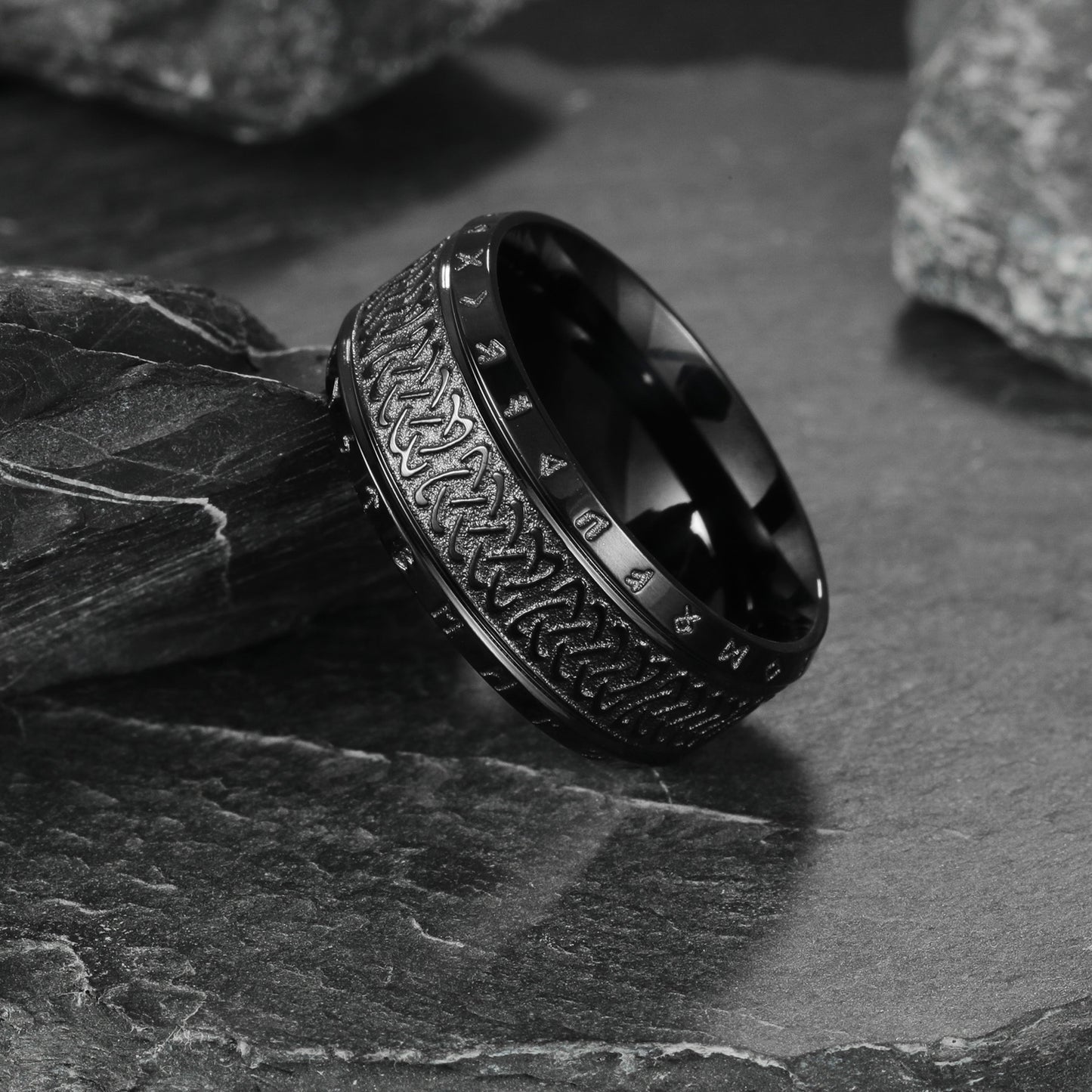 Luhn Rune Titanium Ring by Planderful for Men Viking Protection Jewelry Unisex Fashion Statement