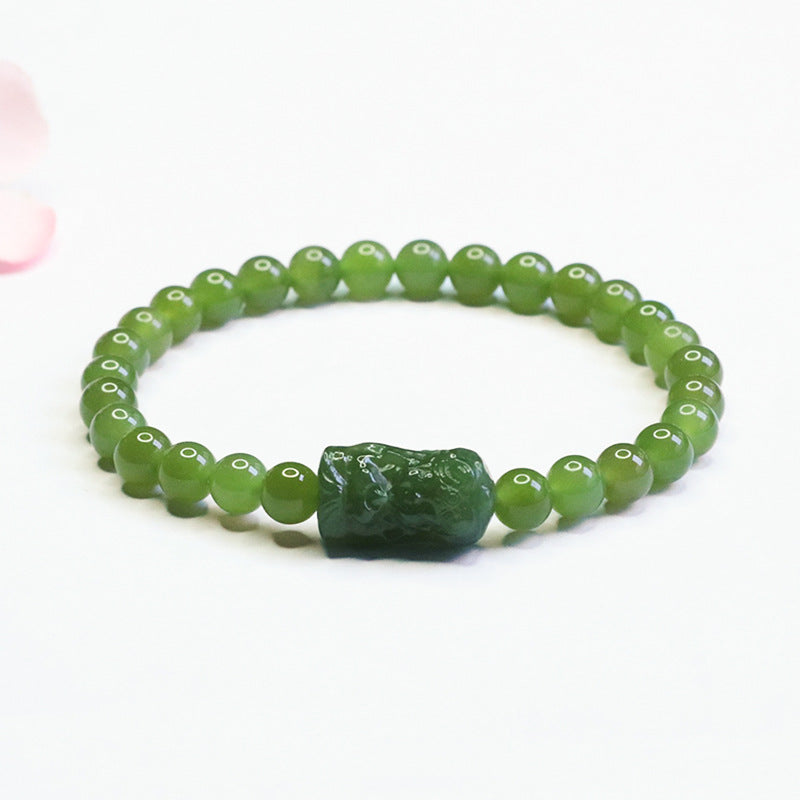 Qingshui Hetian Jade Zakiram Charm Bracelet