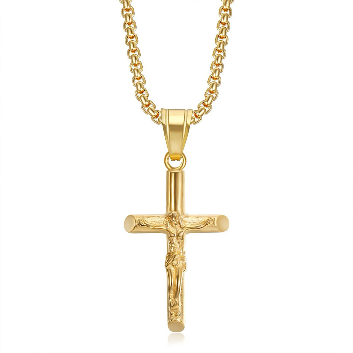 Planderful Titanium Steel Cross Necklace Unisex Pendant Non Fading Hip Hop Punk Jewelry