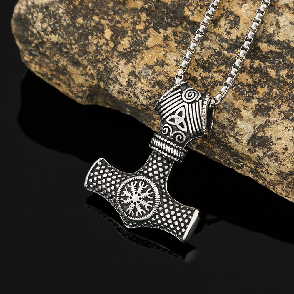 European and American Viking Rune Necklace Men's Double Sided Pendant