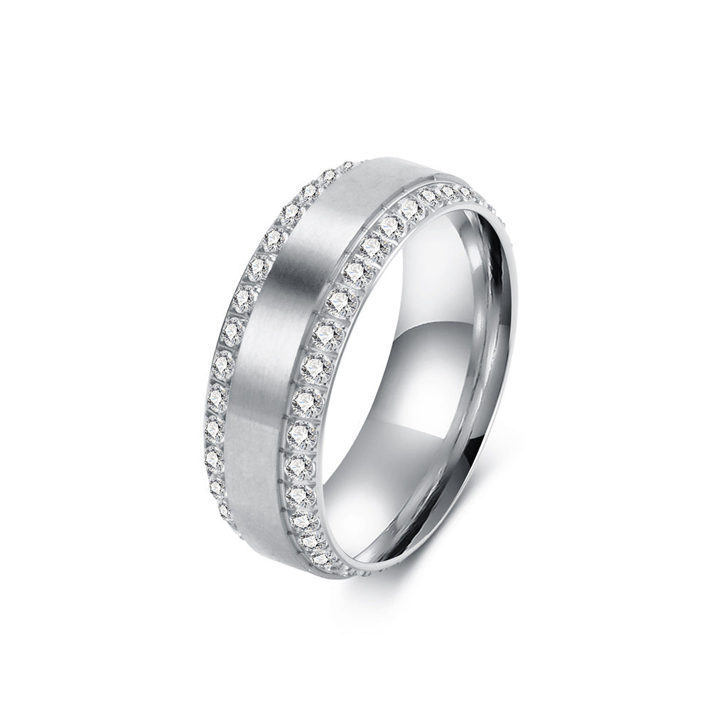 Zircon Stainless Steel Ring Unisex