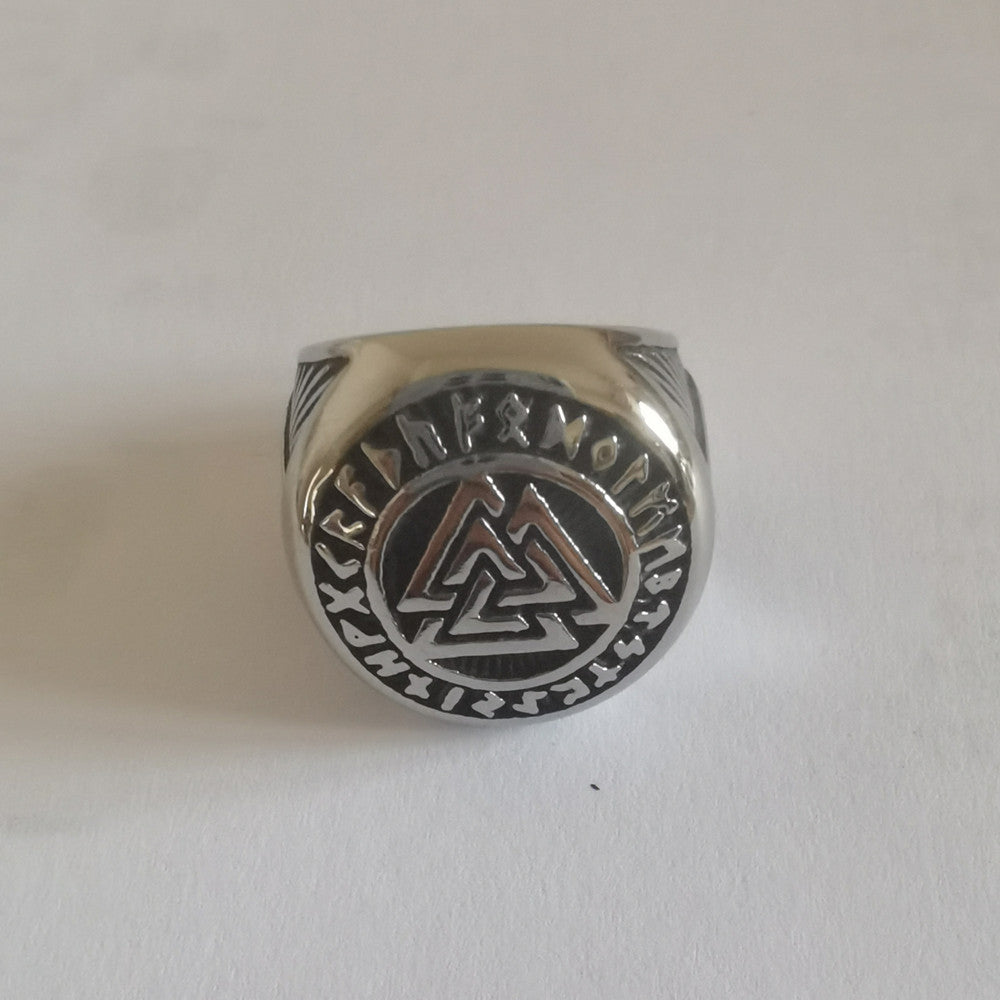 Viking Rune Ring Titanium Steel Unisex Protection Statement Retro Nordic Style Planderful