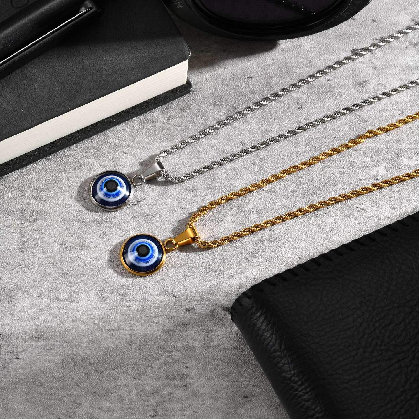 Planderful Stainless Steel Devils Eye Pendant For Men