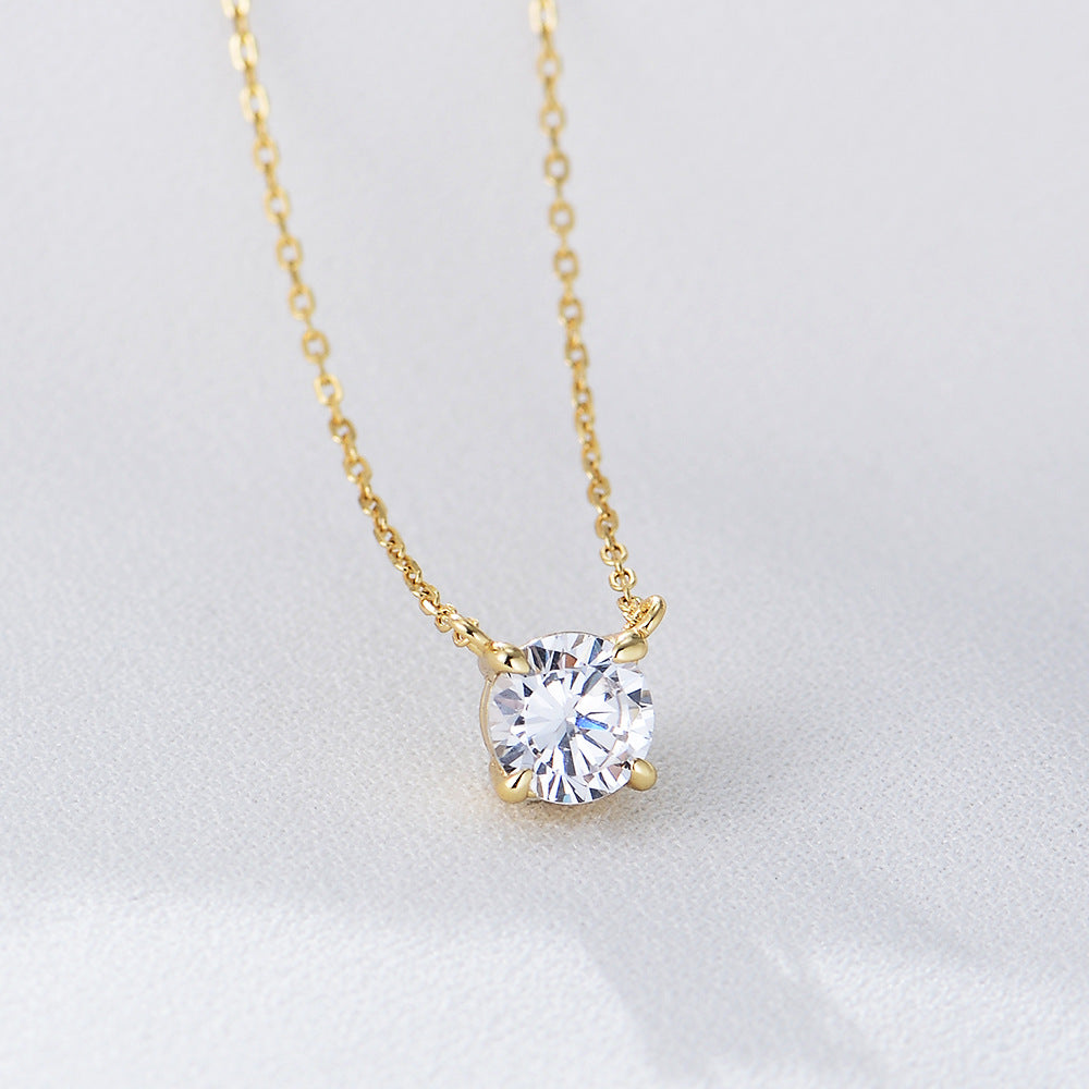 2022 Round Zircon Pendant Sterling Silver Necklace Design Sense