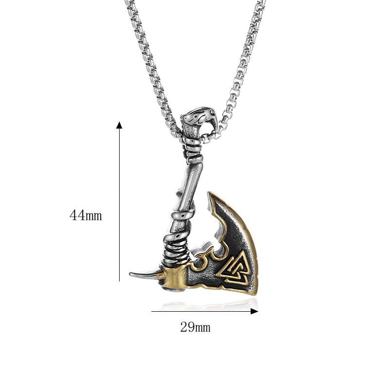 Planderful Viking Axe Pendant Necklace For Men Stainless Steel Gold Plated Durable Masculine Gift