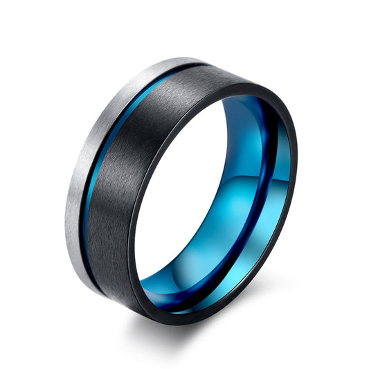 Planderful Everyday Genie Steel Ring For Men Hip Hop Inspired Blue Black Daily Wear Jewelry