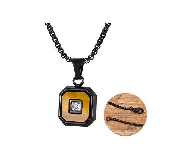 Lapis Lazuli Zircon Stainless Steel Necklace for Men